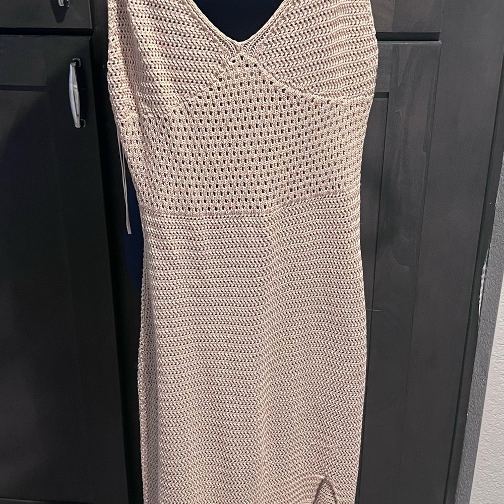 Aritzia Beige Sleeveless Midi Dress